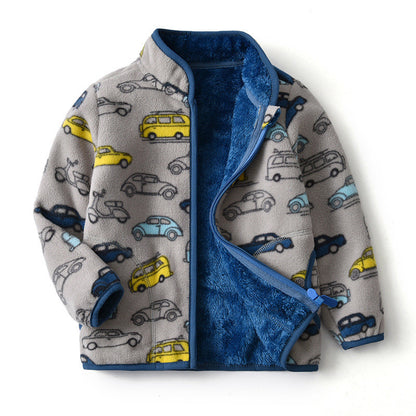 Printed Polar Fleece Cartoon Boy Jacket - I Love Goods