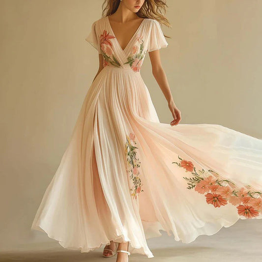 Flowy Floral Beach Wedding Guest Dress - I Love Goods