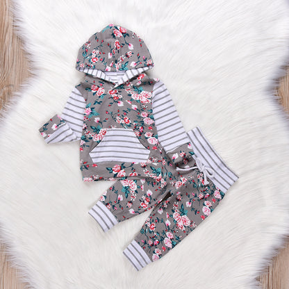 Infant Baby Girl Floral Striped Outift - I Love Goods