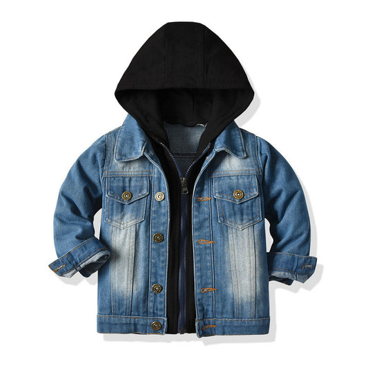Kids' 2-in-1 Hooded Denim Jacket - I Love Goods