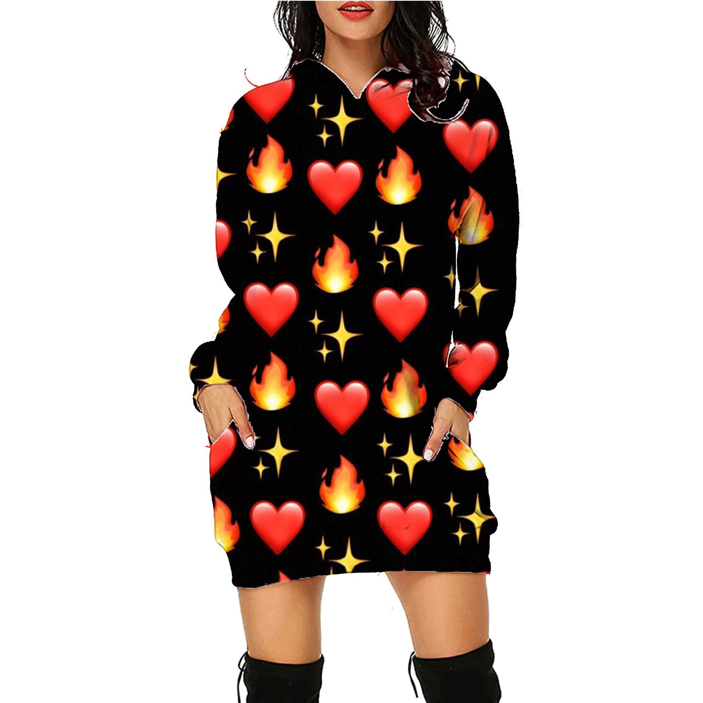Spooky Print Long Sweater Hoodie - I Love Goods