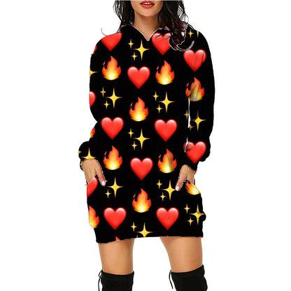 Spooky Print Long Sweater Hoodie - I Love Goods