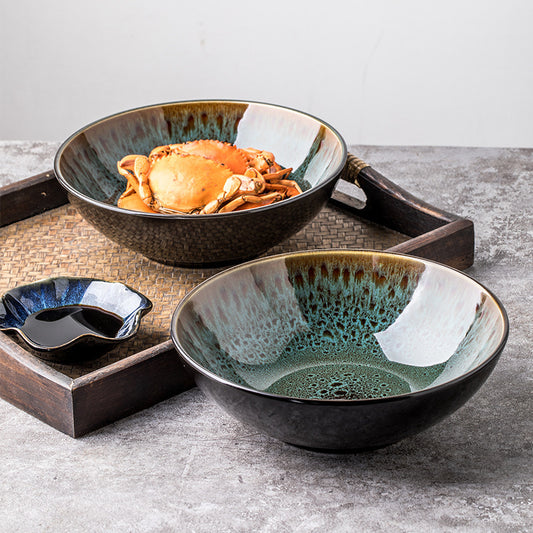 Vintage Green Ceramic 8-inch Household Noodle Bowl - I Love Goods