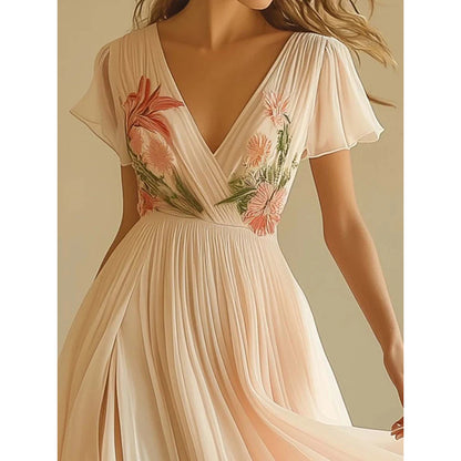 Flowy Floral Beach Wedding Guest Dress - I Love Goods