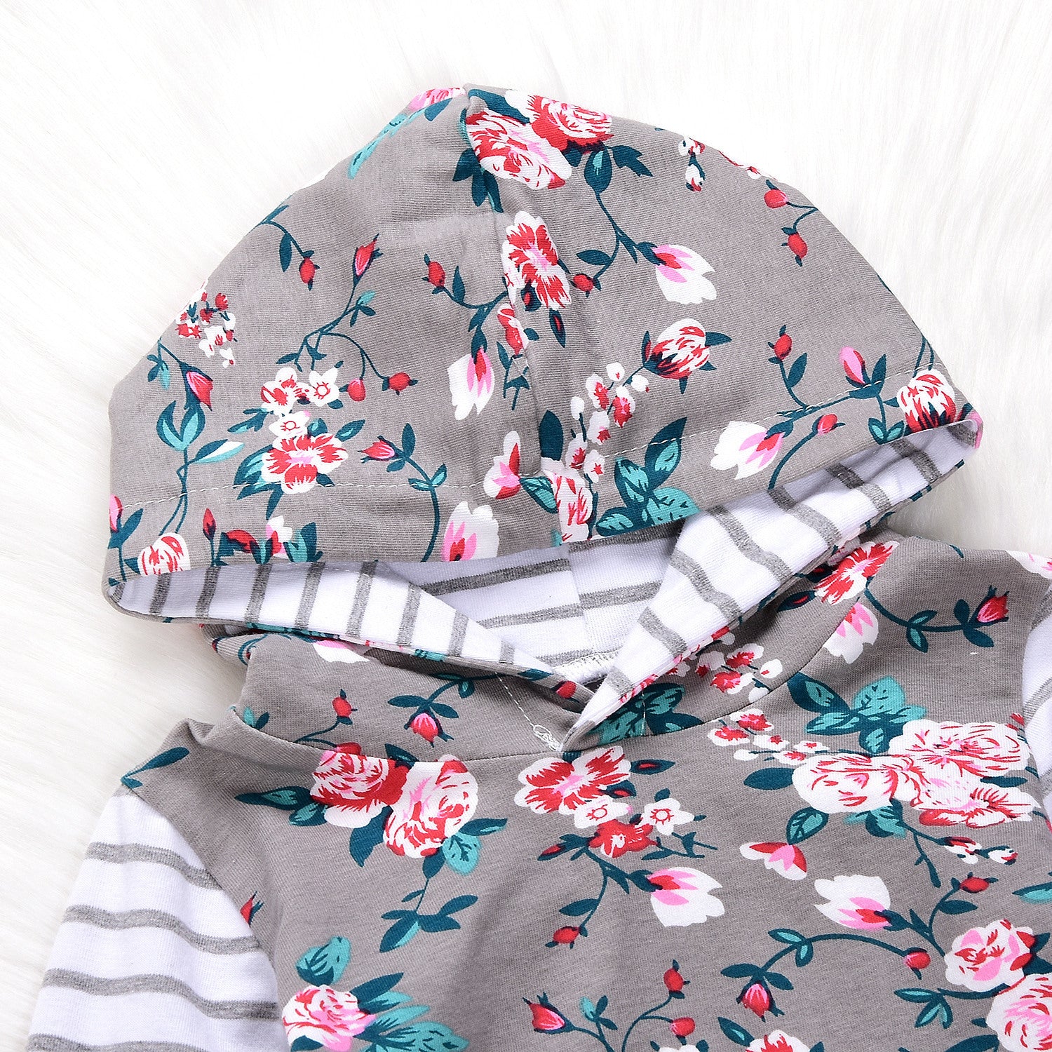 Infant Baby Girl Floral Striped Outift - I Love Goods