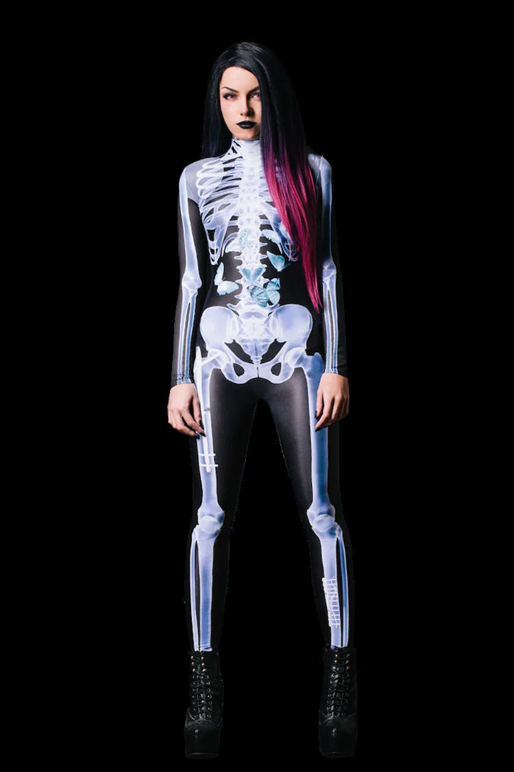 Spooky Skeleton 3D Print Bodysuit - I Love Goods