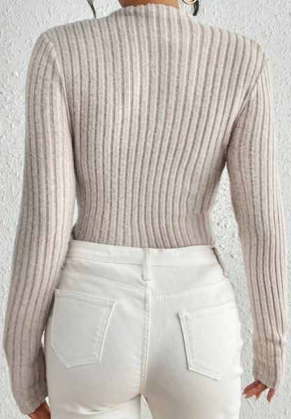 Chic Ribbed Knit Mock Neck Jumpsuit - I Love Goods
