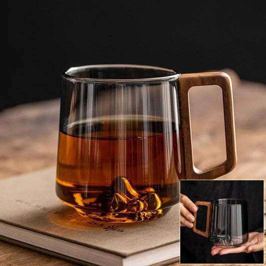 Modern Glass Cup with Wooden Accent - I Love Goods