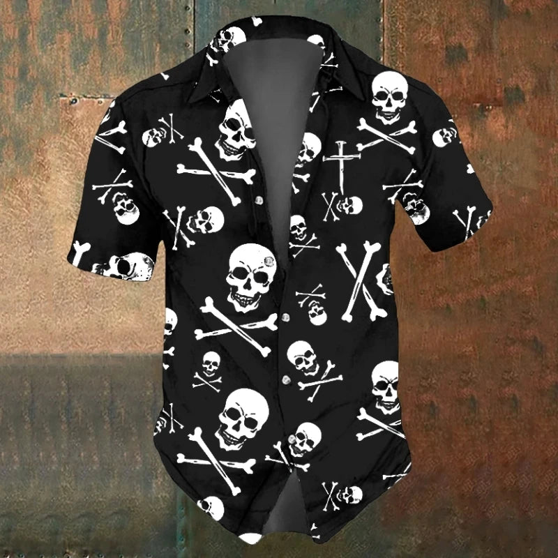 Oversized Vintage Skull Lapel Shirt - I Love Goods