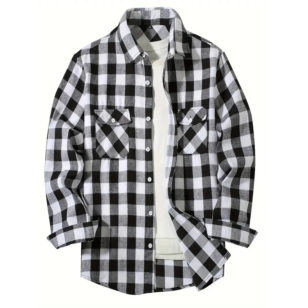 Classic Flannel Plaid Button-Down Shirt - I Love Goods