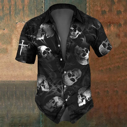 Oversized Vintage Skull Lapel Shirt - I Love Goods