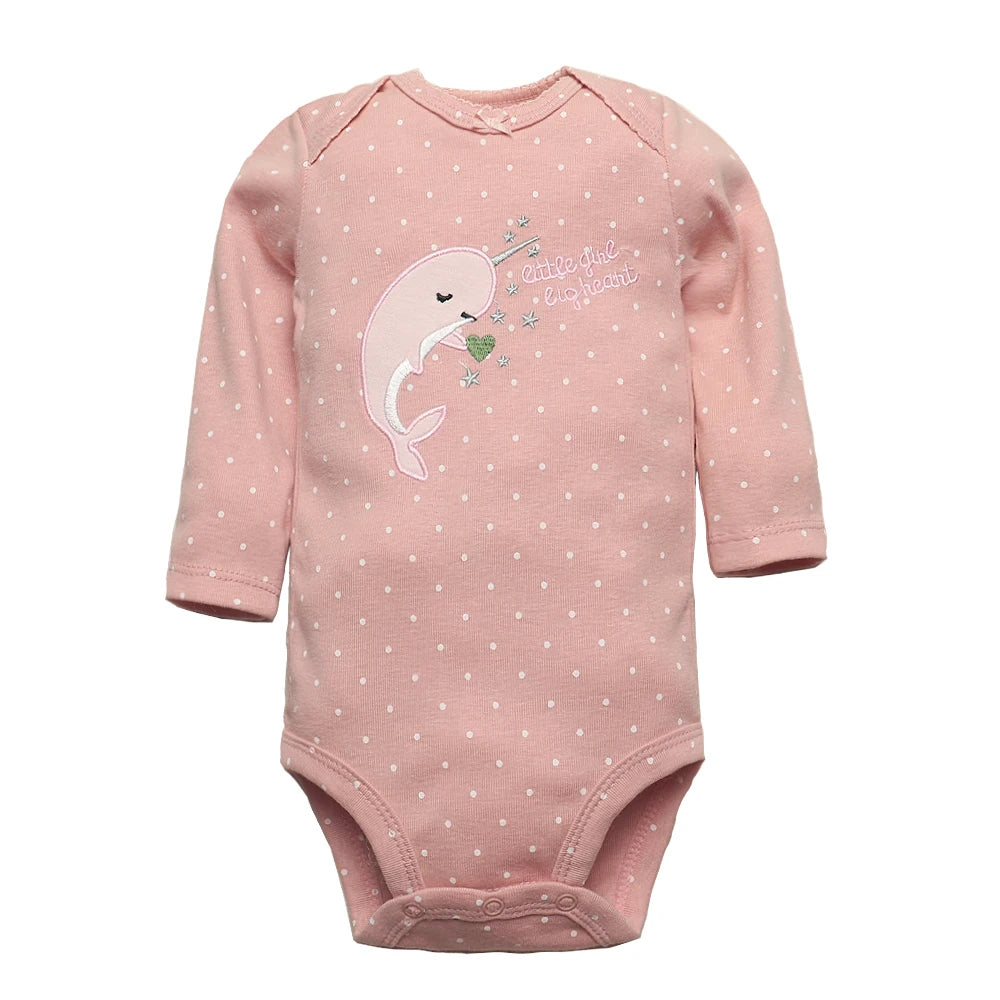 Newborn Baby Girl Long Sleeve 100% Cotton 5 PCS Cartoon Bodysuits - I Love Goods