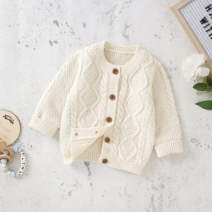 Knitted Cotton Baby Cardigan Sweater 0-3Y - I Love Goods