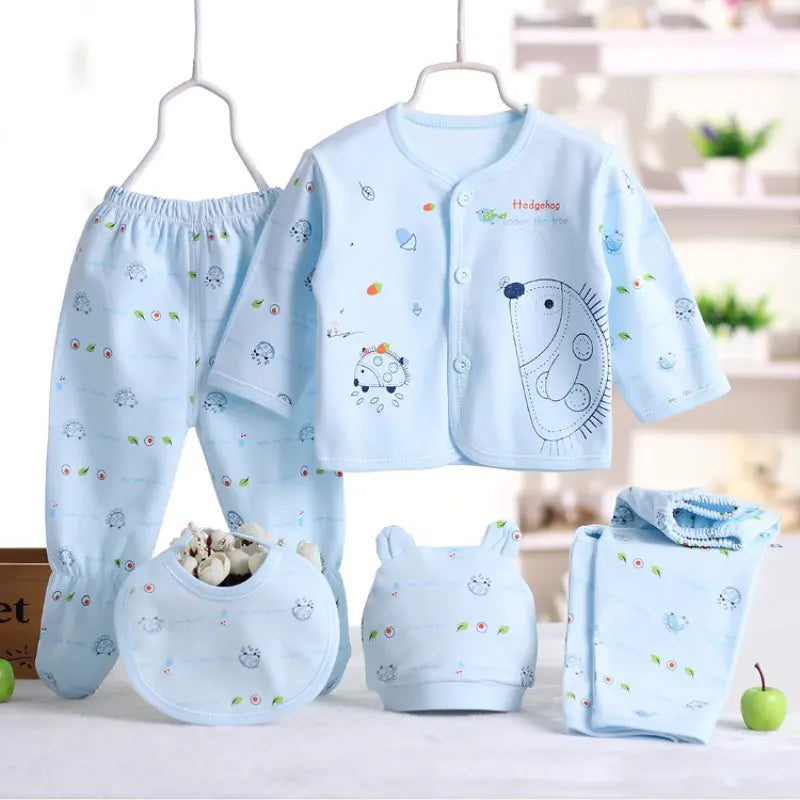 Cartoon Comfort: 5-Pc Newborn Cotton Set (0-3M) - I Love Goods