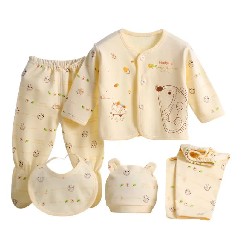 Cartoon Comfort: 5-Pc Newborn Cotton Set (0-3M) - I Love Goods