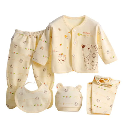 Cartoon Comfort: 5-Pc Newborn Cotton Set (0-3M) - I Love Goods