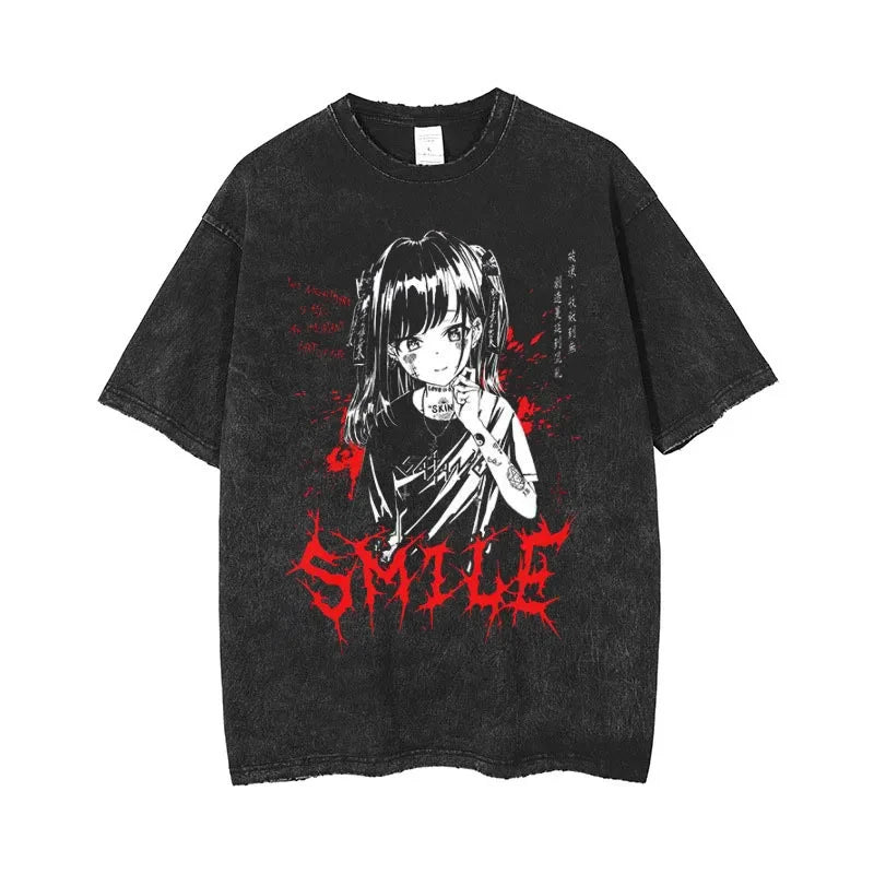 Washed Vintage Anime Gothic T-Shirt - I Love Goods