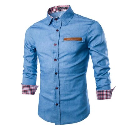 2025 Slim-Fit Navy Denim Shirt - I Love Goods