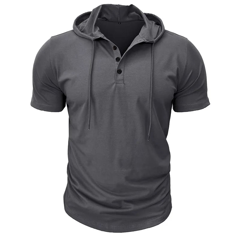 American-Style Henley Hooded T-Shirt - I Love Goods