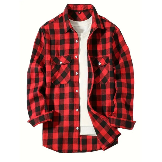 Classic Flannel Plaid Button-Down Shirt - I Love Goods