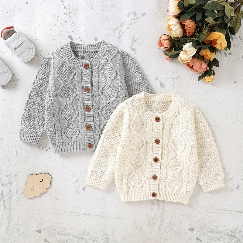 Knitted Cotton Baby Cardigan Sweater 0-3Y - I Love Goods