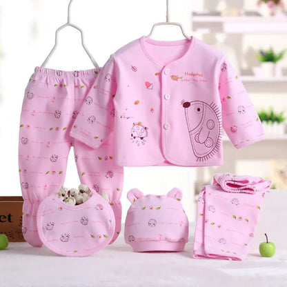 Cartoon Comfort: 5-Pc Newborn Cotton Set (0-3M) - I Love Goods