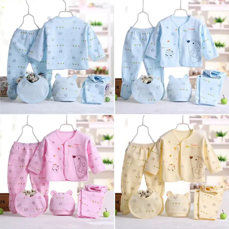 Cartoon Comfort: 5-Pc Newborn Cotton Set (0-3M) - I Love Goods