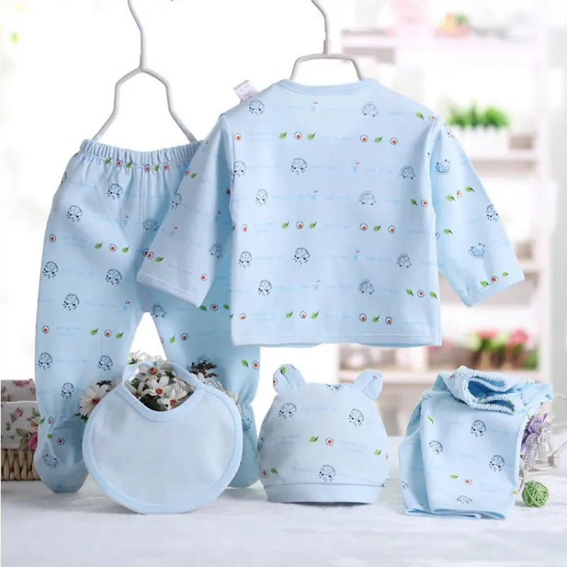 Cartoon Comfort: 5-Pc Newborn Cotton Set (0-3M) - I Love Goods