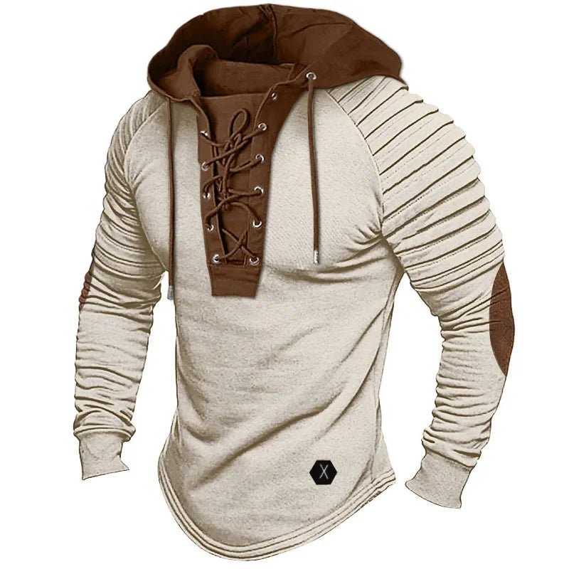 Men's Solid Color New Style Pleated Hoodie Top - I Love Goods