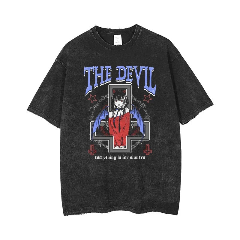 Washed Vintage Anime Gothic T-Shirt - I Love Goods