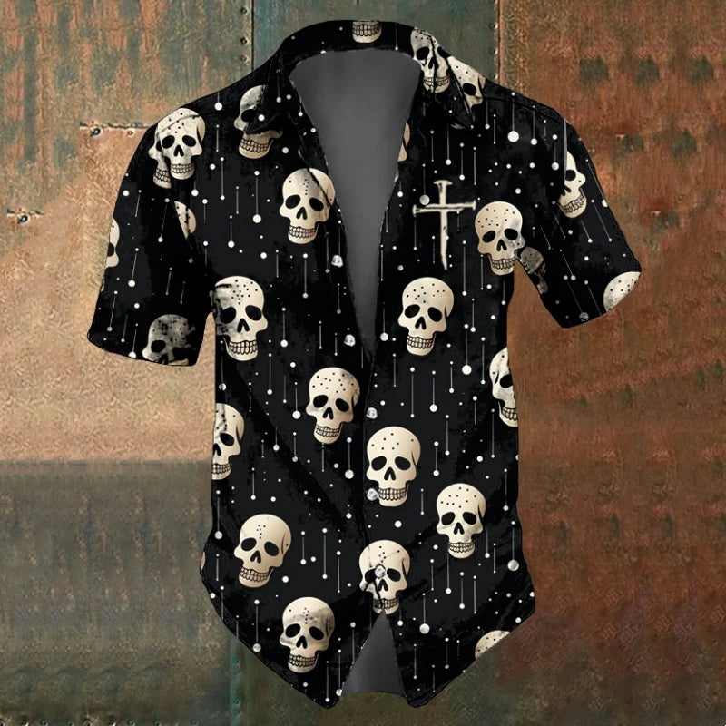Oversized Vintage Skull Lapel Shirt - I Love Goods