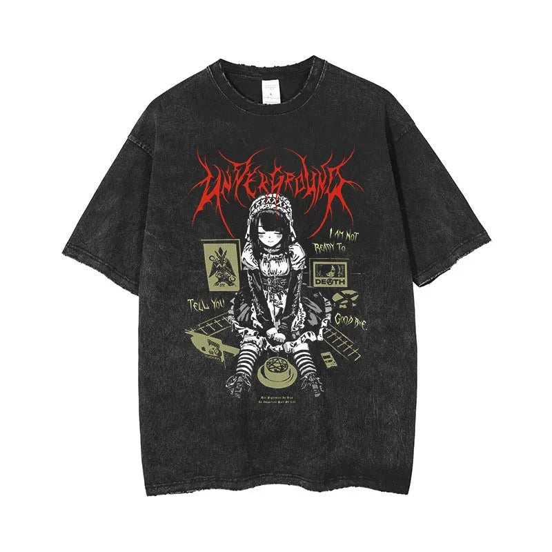Washed Vintage Anime Gothic T-Shirt - I Love Goods