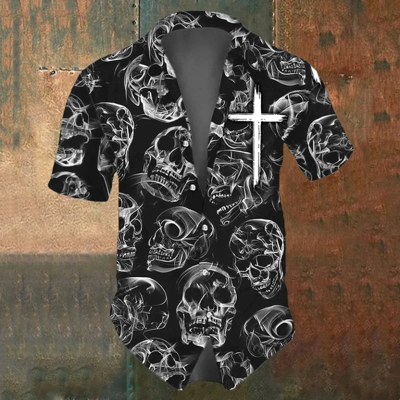 Oversized Vintage Skull Lapel Shirt - I Love Goods