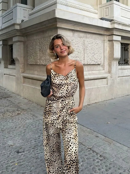 Tie Cami & Wide Leg Animal Print Set - I Love Goods