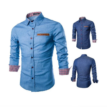 2025 Slim-Fit Navy Denim Shirt - I Love Goods