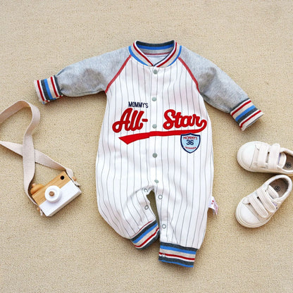 Baseball Style Cotton Coverall (Newborn-Toddler) - I Love Goods