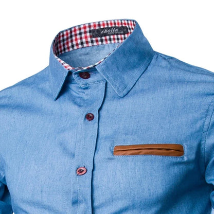 2025 Slim-Fit Navy Denim Shirt - I Love Goods