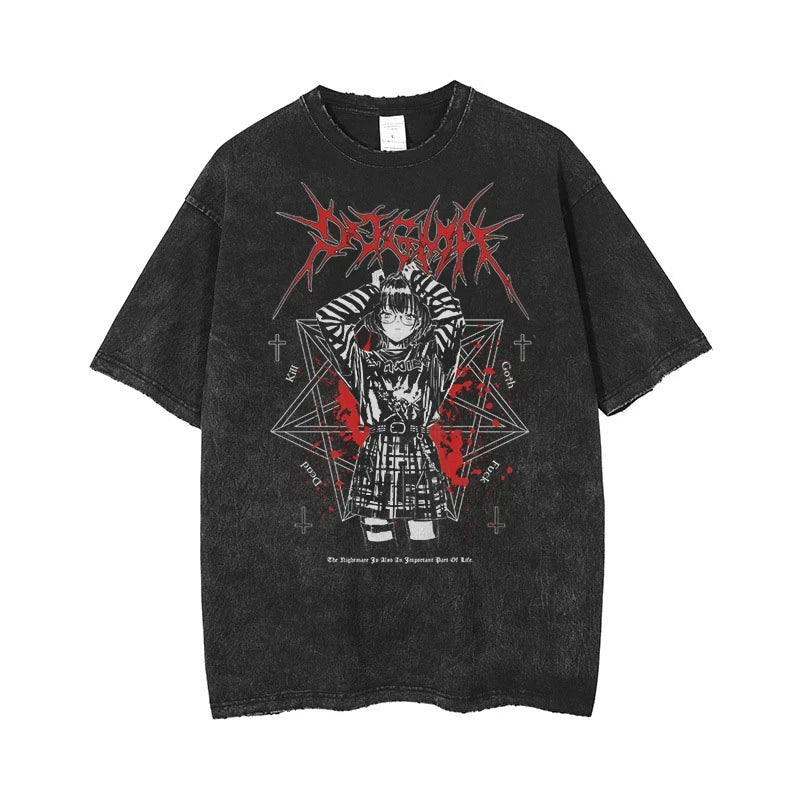 Washed Vintage Anime Gothic T-Shirt - I Love Goods
