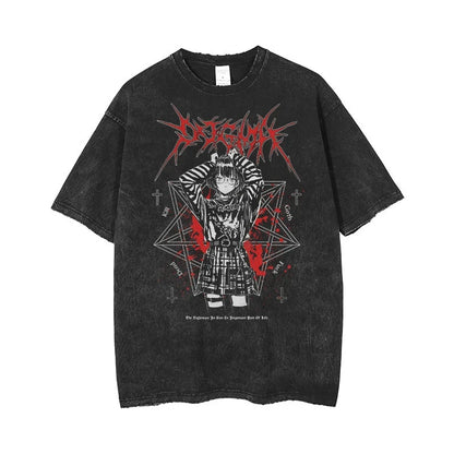 Washed Vintage Anime Gothic T-Shirt - I Love Goods