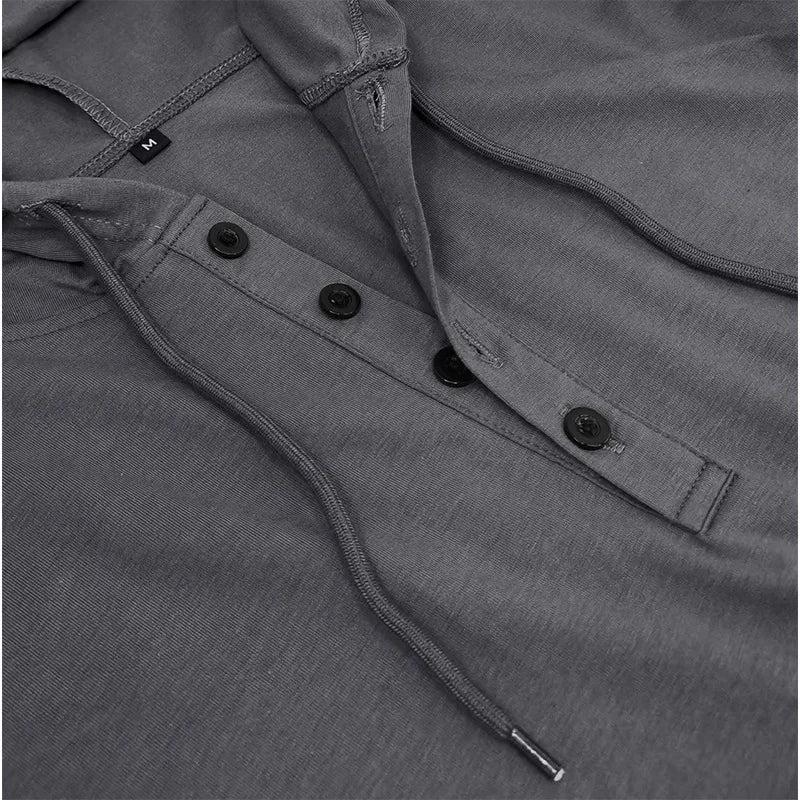 American-Style Henley Hooded T-Shirt - I Love Goods