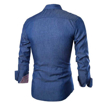 2025 Slim-Fit Navy Denim Shirt - I Love Goods