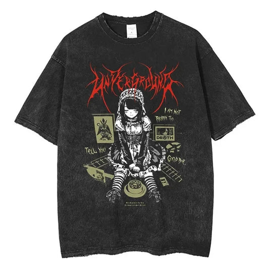 Washed Vintage Anime Gothic T-Shirt - I Love Goods