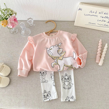 Girls' Fashion Cartoon Top & Pants Set - I Love Goods