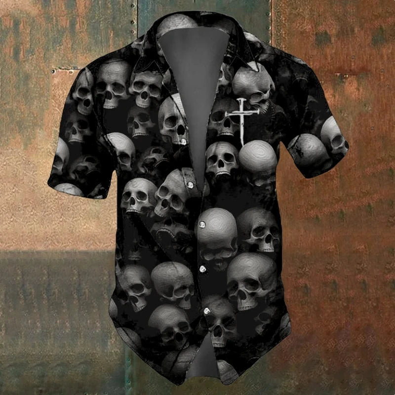 Oversized Vintage Skull Lapel Shirt - I Love Goods