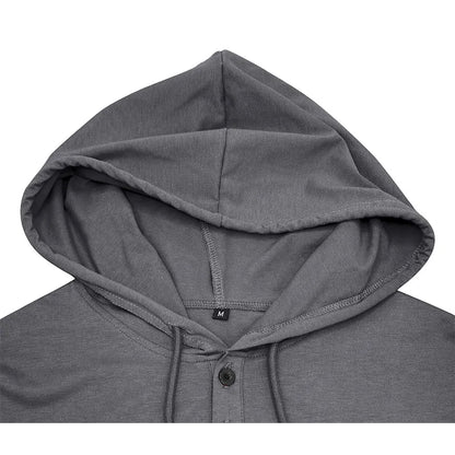 American-Style Henley Hooded T-Shirt - I Love Goods