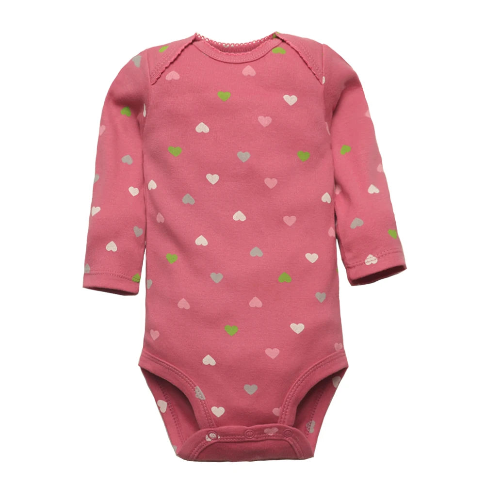 Newborn Baby Girl Long Sleeve 100% Cotton 5 PCS Cartoon Bodysuits - I Love Goods