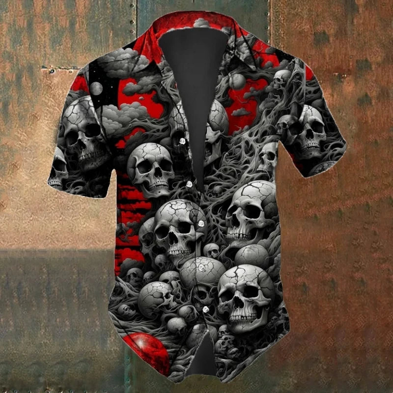 Oversized Vintage Skull Lapel Shirt - I Love Goods