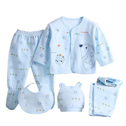 Cartoon Comfort: 5-Pc Newborn Cotton Set (0-3M) - I Love Goods