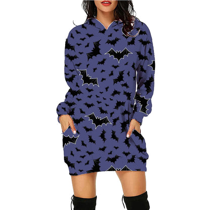 Spooky Print Long Sweater Hoodie - I Love Goods