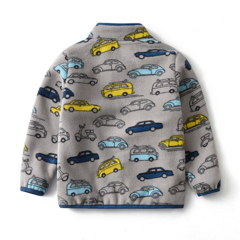 Printed Polar Fleece Cartoon Boy Jacket - I Love Goods